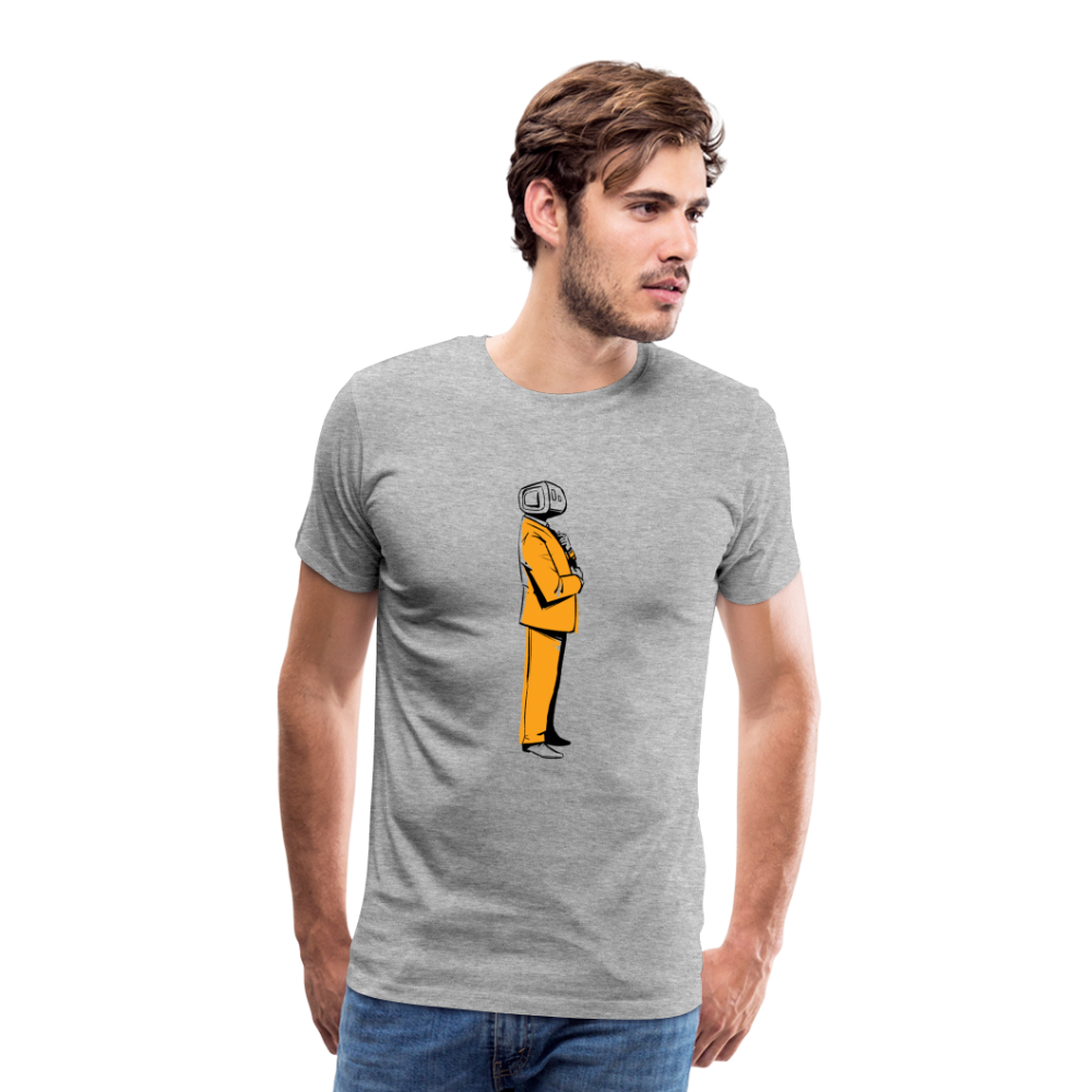 Men's Robot Business T-Shirt (Orange) - heather gray