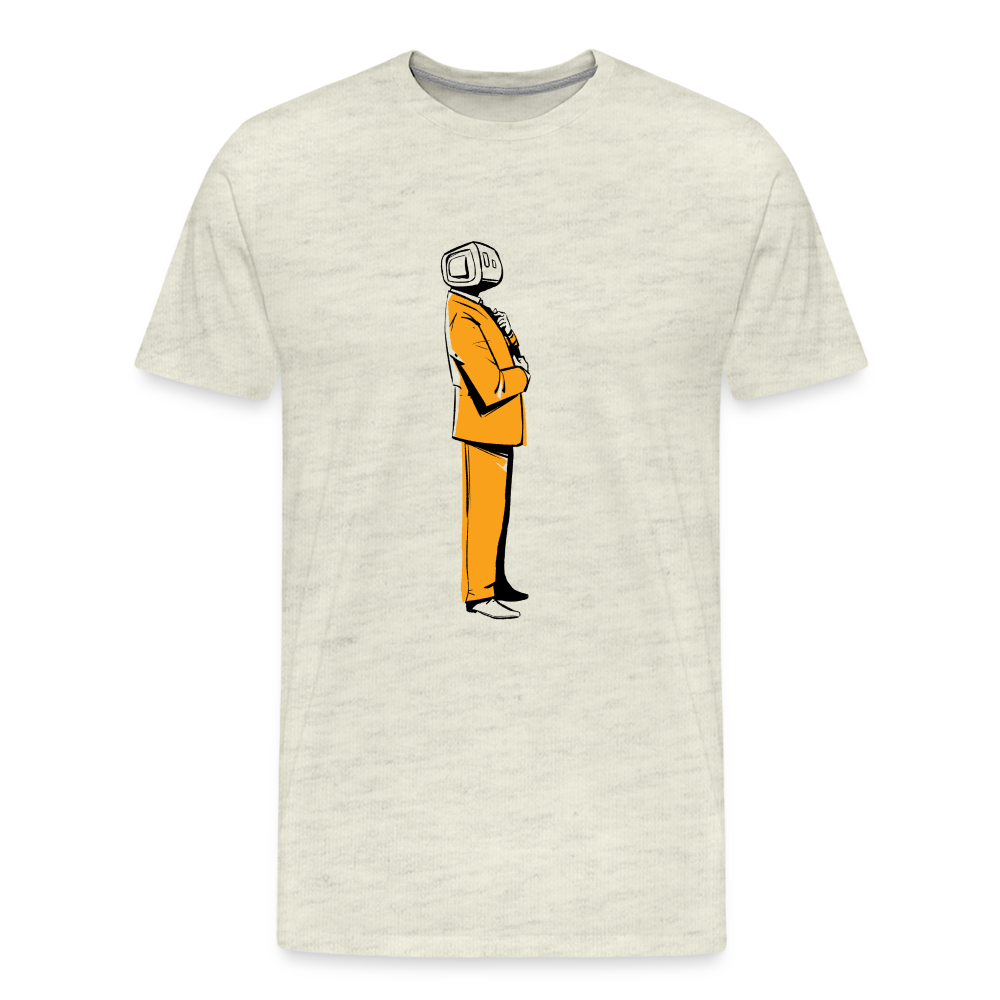 Men's Robot Business T-Shirt (Orange) - heather oatmeal